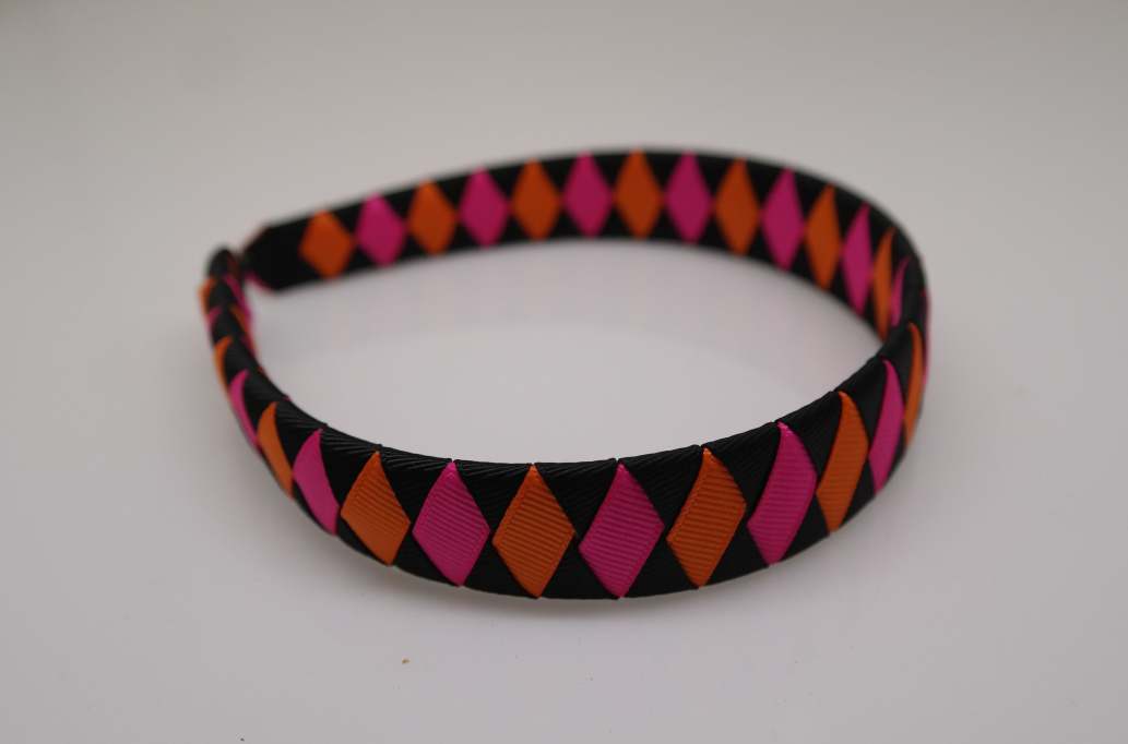 Woven headbands Colors: Hot Pink, Black, Russet Orange